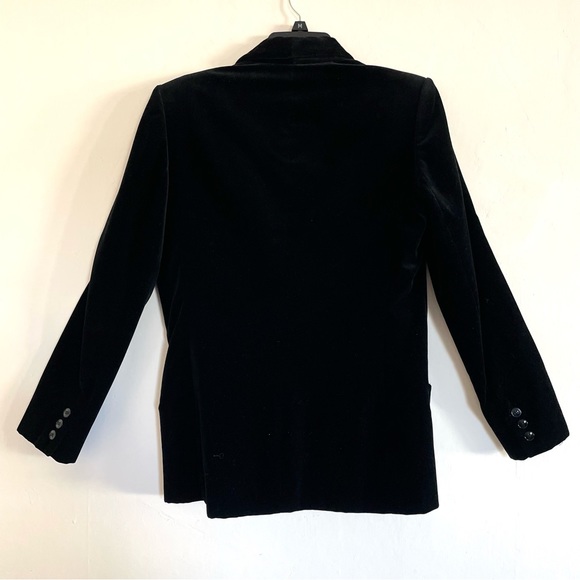 Vintage 80s Blazer Anne Klein Black Velvet S/M Single Breasted - Picture 6 of 9